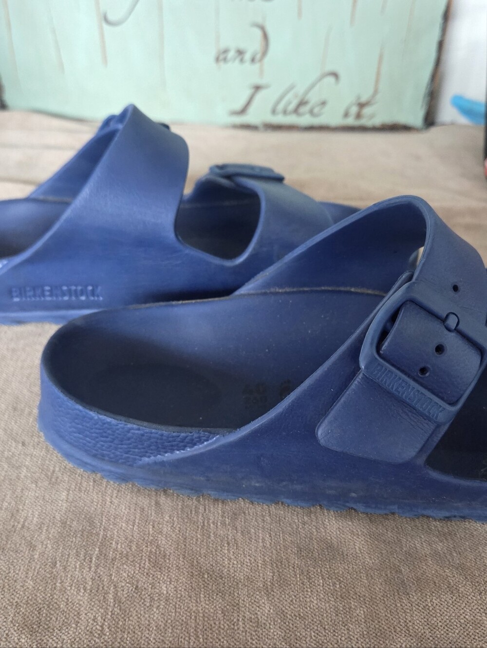 Womans Birkenstock Double-Strap Blue Slide Sandals 40 - Picture 2 of 9
